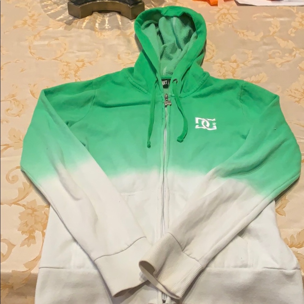 Y2K DC • green and white ombré full zip up sweatshirt